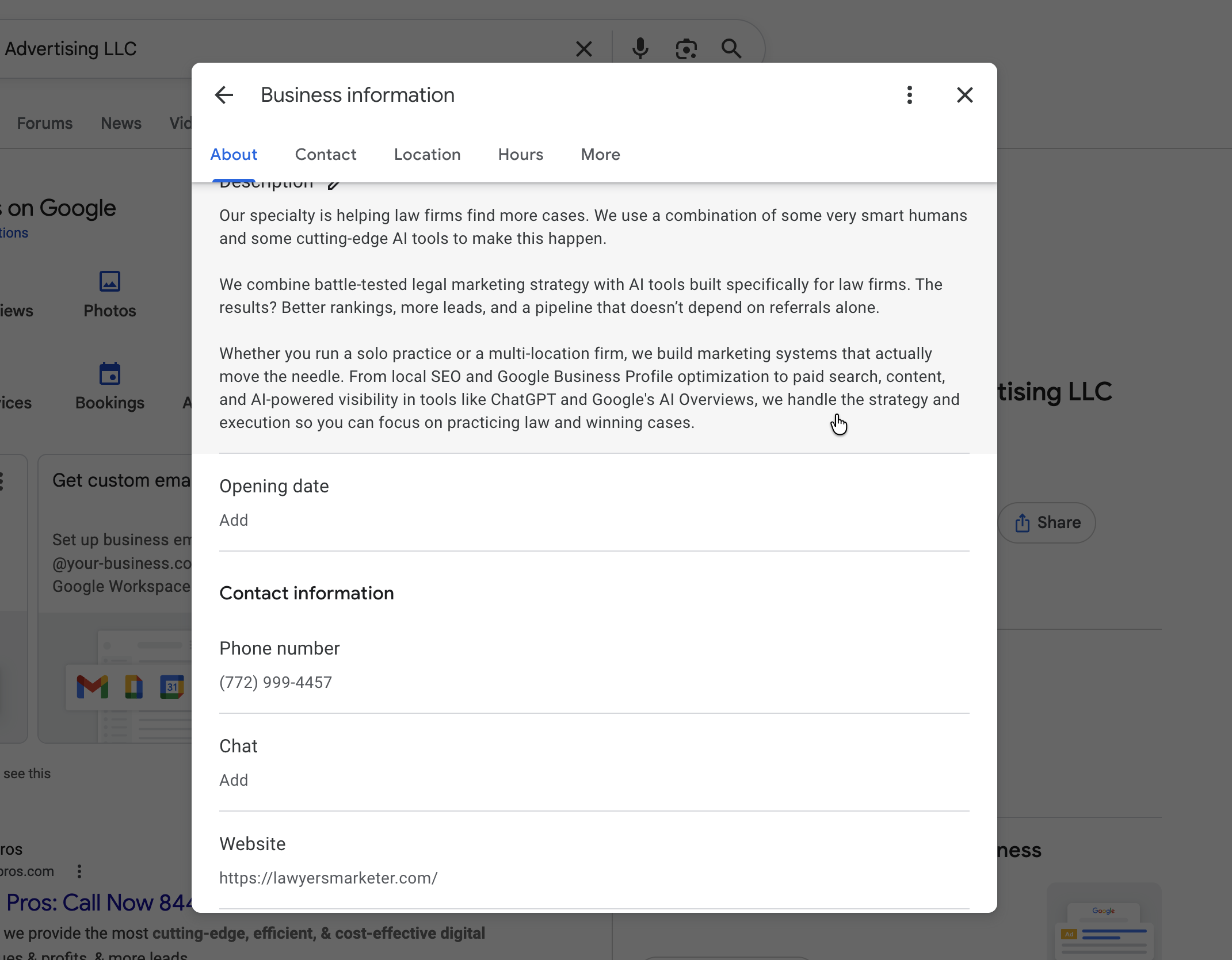 google business profile example